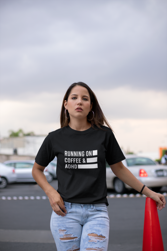 Running On Coffee & ADHD T Shirt For Women